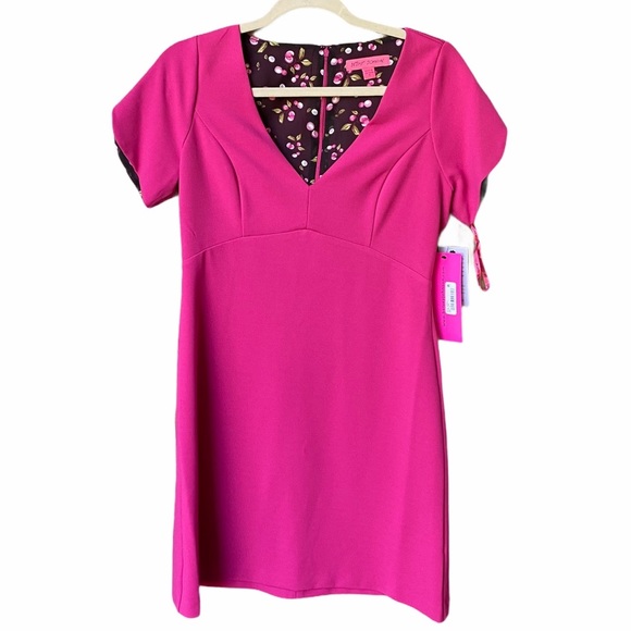 Betsey Johnson Short Sleeve Pink Scuba Crepe Dress NWT - Picture 10 of 10